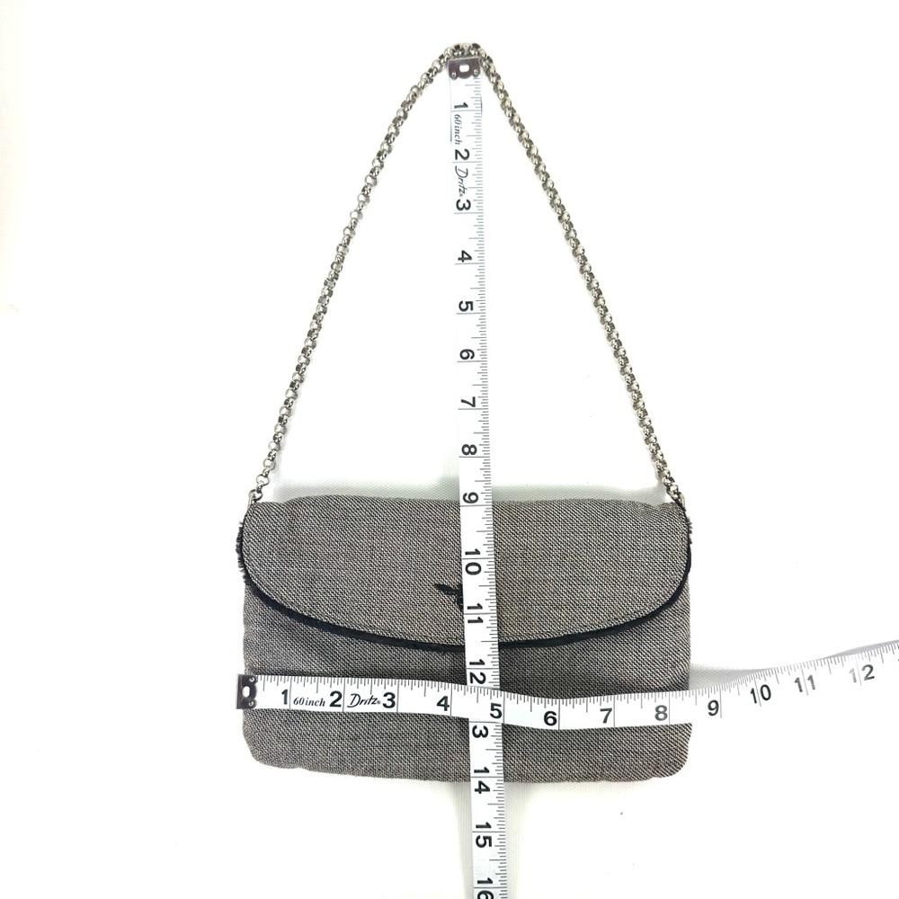 Buzz by Jane Fox vintage black, silver & white fabric mini bag w optional chain - Picture 8 of 16